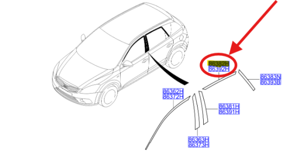 ARKA KAPI BANDI SIYAH SOL F/L 863821H001