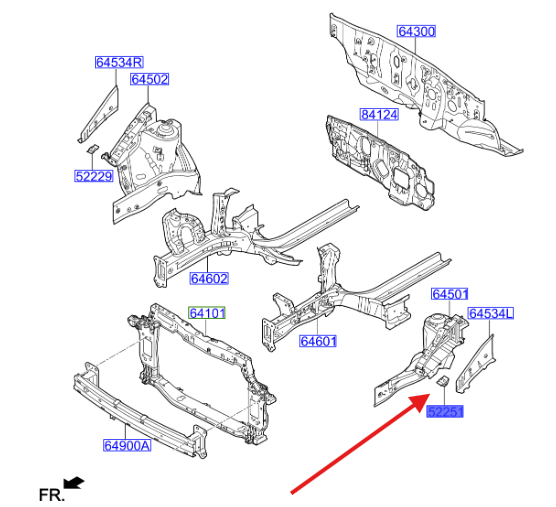On Camurluk Braketı Sol 64537G6000