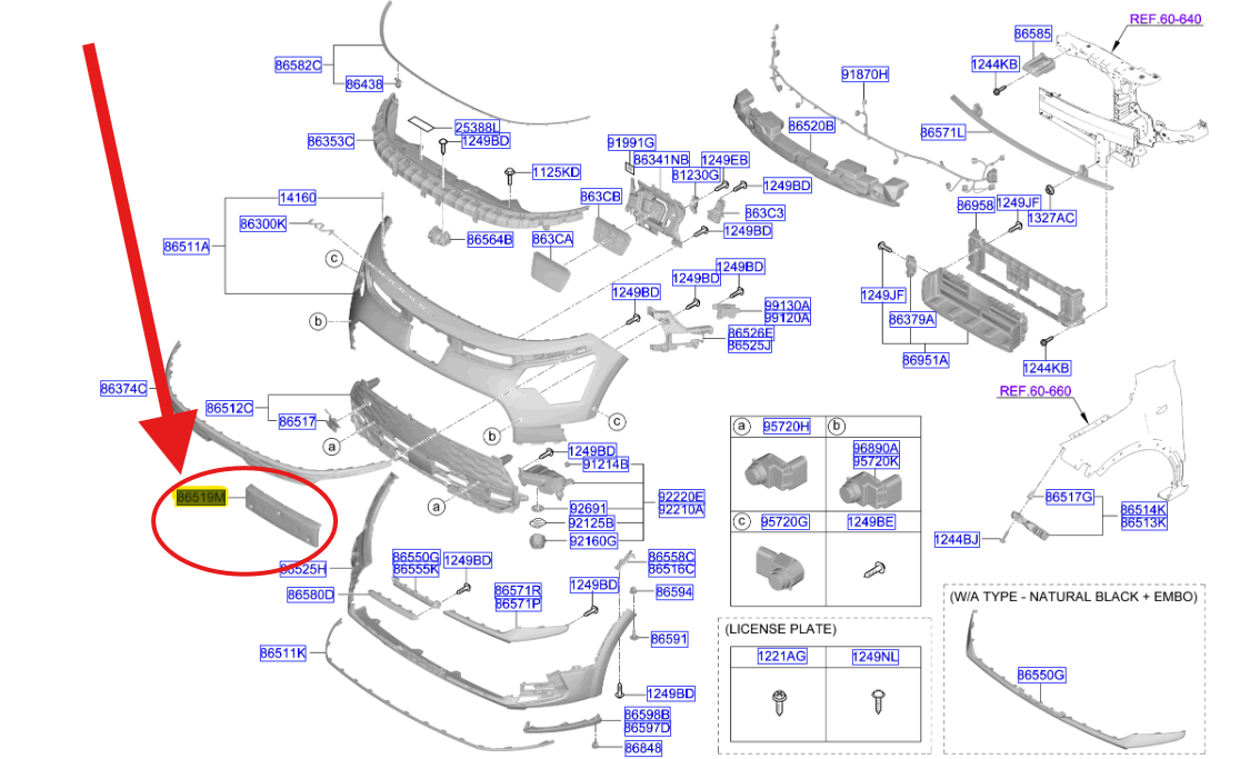 PLAKA BRAKETI 86519AO000