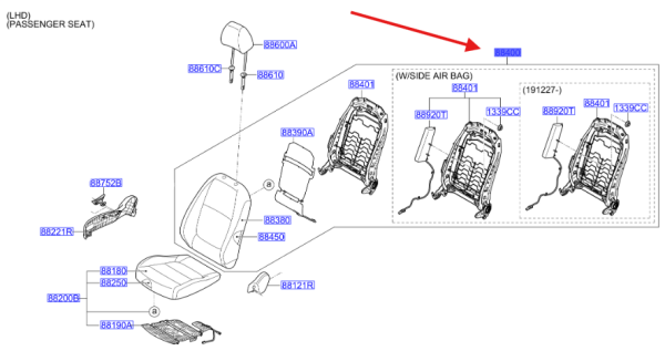 KOLTUK SIRTI-ON SAG 88400H8090SJK