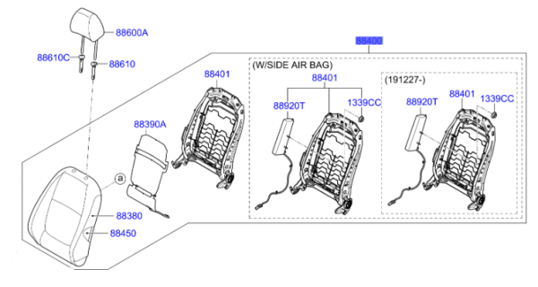 ON SAG KOLTUK ARKASI 88400H8080CUA