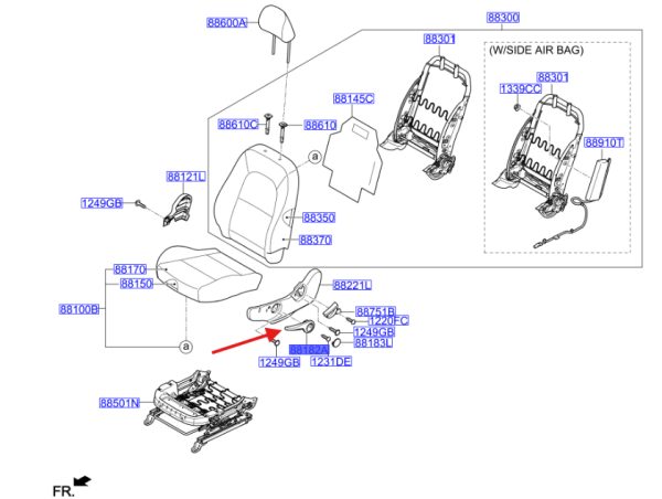 BAKALIT ON KOLTUK SOL 88195G6000WK