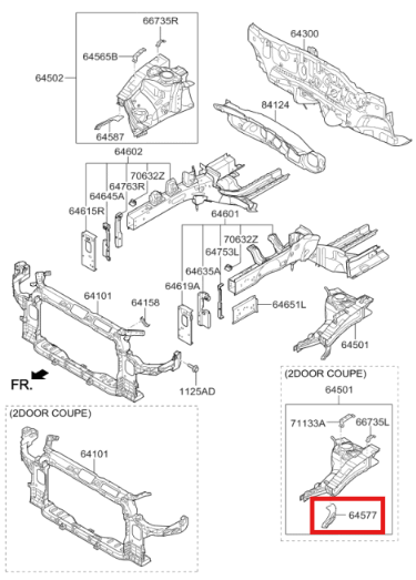 ON CAMURLUK BRAKETI 64577A7000