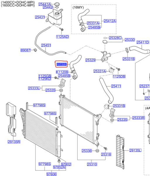 RADYATOR CIKIS HORTUMU 254131P200