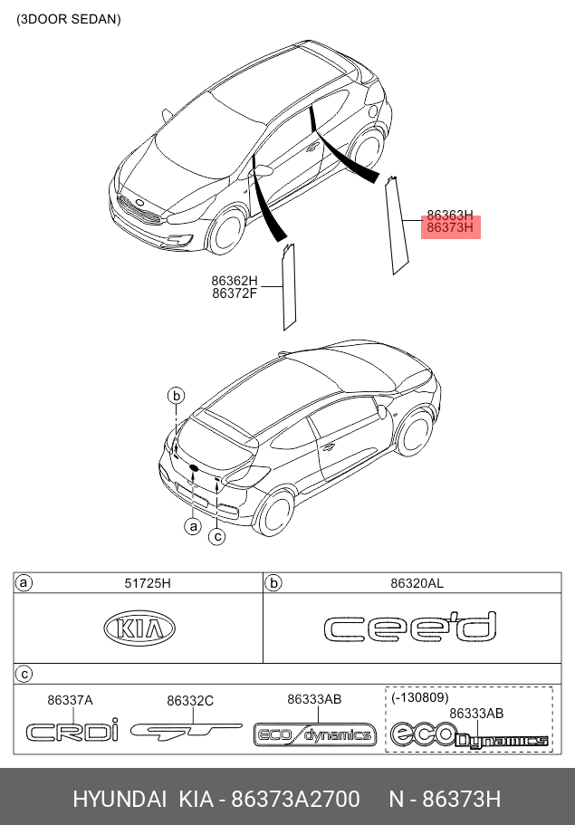 ÖN KAPI BANDI SİYAH ARKA ÇERÇEVE SAĞ 86373A2700
