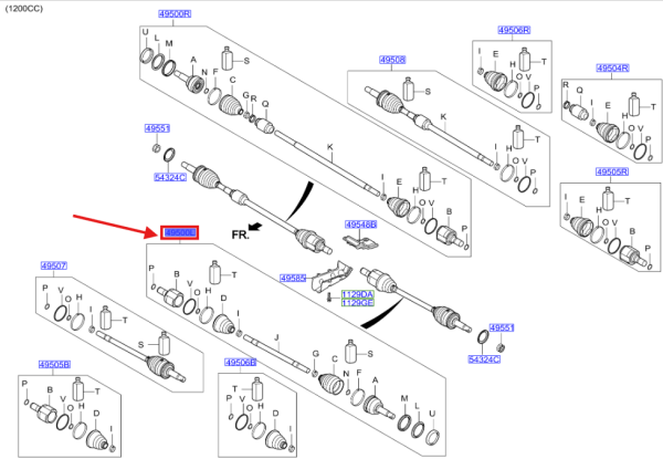 Aks Mılı Komple Sol 495001W000 495001W000-SJ