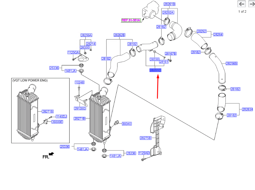 İntercooler Giriş Borusu 282512F001