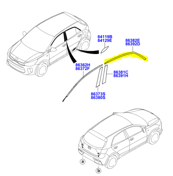 STONİC Arka Sağ Kapı  Üst Direk Bandı Yatay 86382H8400