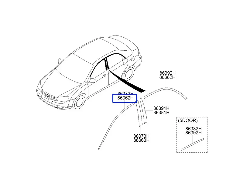 On Kapı Bandı Sıyah Ust Sol 863622F001