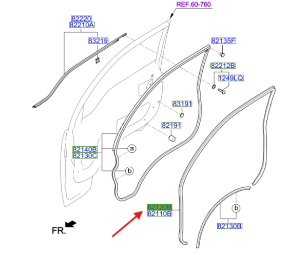 On Kapı Govde Fıtılı Sag 821204E001