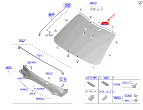 On Cam Ust Fıtılı 86121P2000