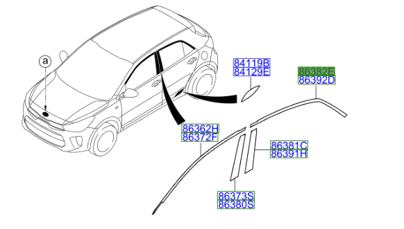 Stonic Arka Sağ Kapı  Üst Direk Bandı Yatay 86382H8000