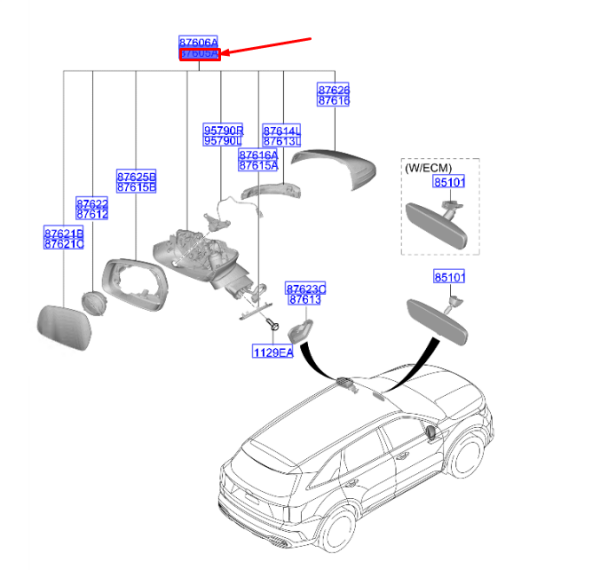 DIKIZ AYNA-SOL 87610P2000