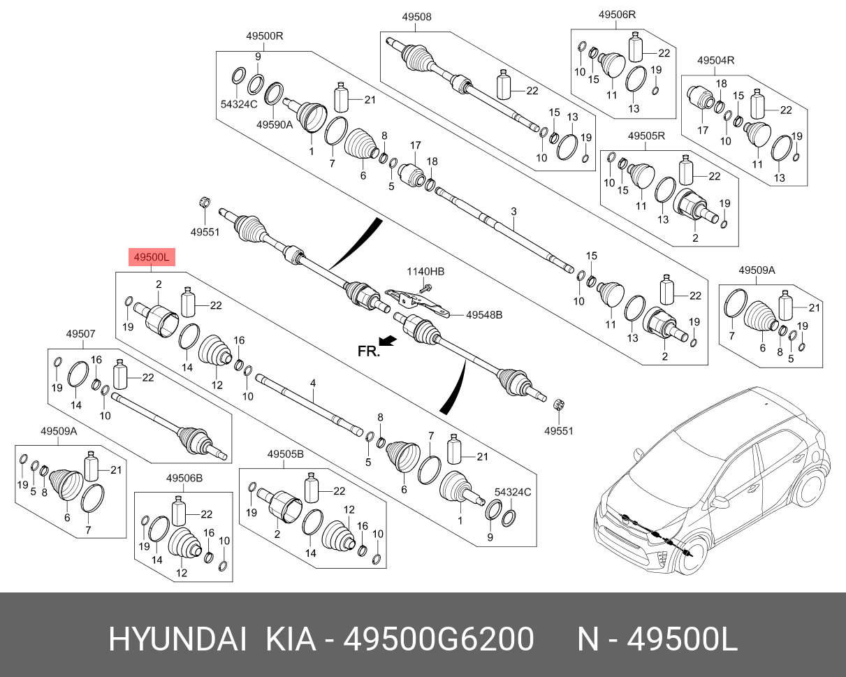 Picanto Ön Sol Aks Komple 49500G6200