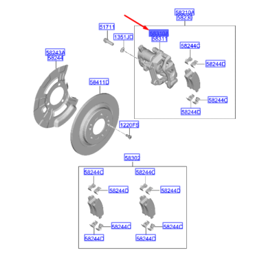Arka  Fren Kalıper Kıtı Sol 58310N7A10