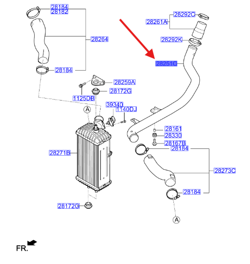 INTERCOOLER GIRIS BORUSU 282512A540