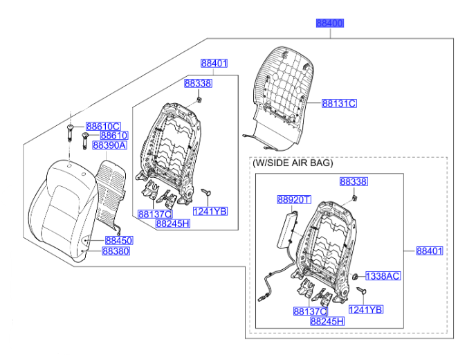 KOLTUK SIRTI SURUCU KUMAS 88400F1DD0F1K