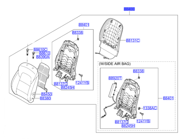 KOLTUK SIRTI SURUCU KUMAS 88400F1DD0F1K