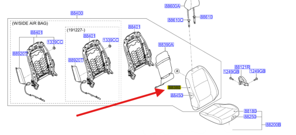 KOLTUK SIRT DOSEMESI YOLCU SAG 88460H8030CUA