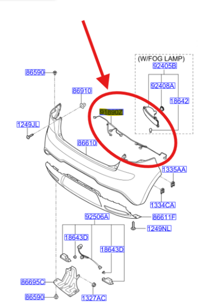 ARKA TAMPON PARK SENSOR TESISATI 918901W100