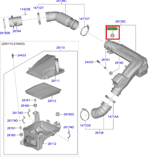 HAVA FILTRE KUTU TAKOZU 28160G6000