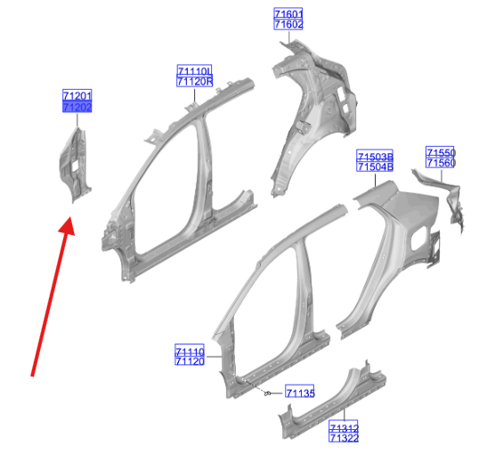 On Dırek İç Sacı Sağ 71202R2000