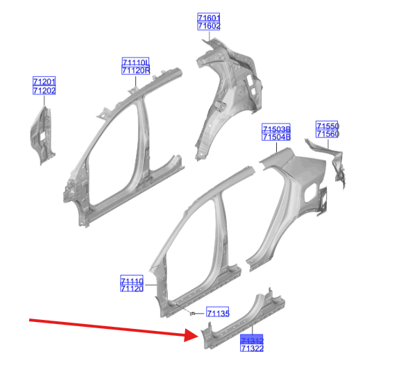 Marşbıyel Sacı Sağ 71322R2D00