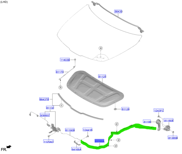 Motor Kaput Açma Teli 81190P1000