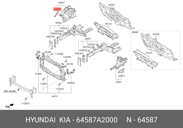 ON CAMURLUK MONTAJ BRAKETI SAG 64587A2000