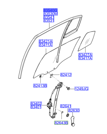 ARKA KAPI CAM KANALI SAG H/B 835411G200