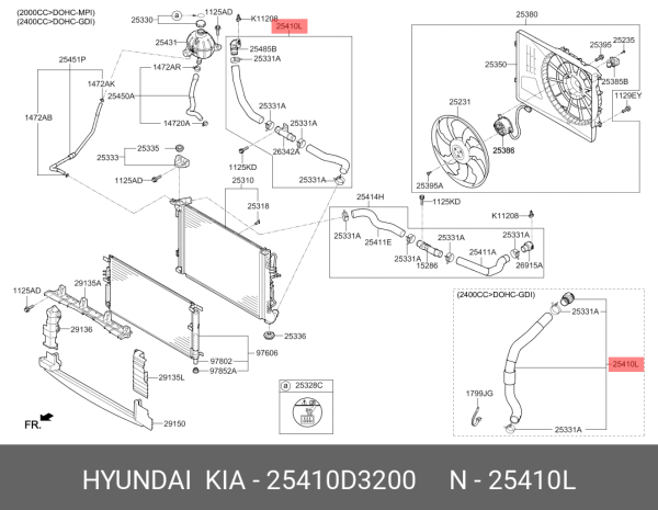 RADYATOR ALT HORTUMU 25410D3200
