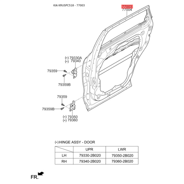 Sorento Arka Kapı Sag 77004C5010