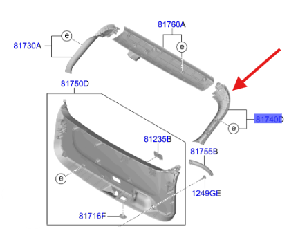 Bagaj Kapak Ic Kaplama Sag Yan 81740EV000DFS