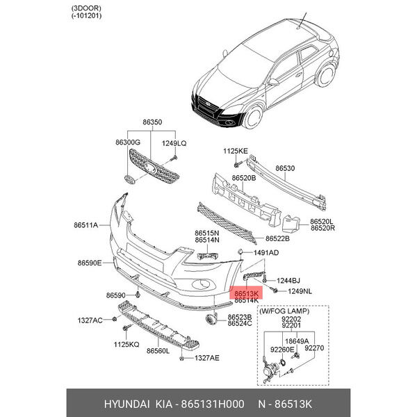 ON TAMPON  KOSE BRAKETI SOL 865131H000