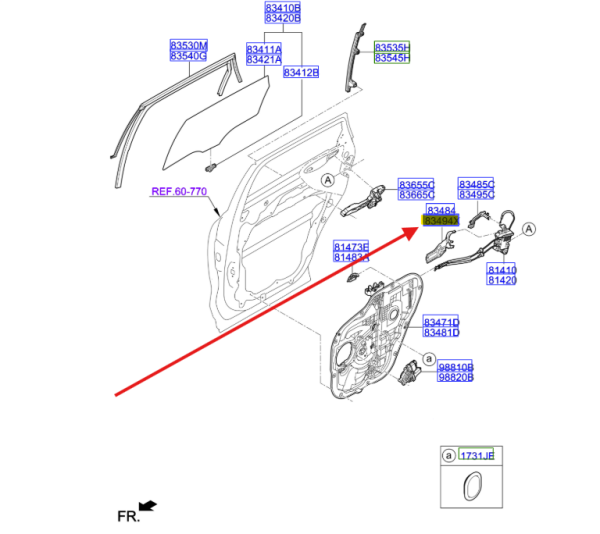 ARKA KAPI KILIT PLASTIGI SAG 83494C5000
