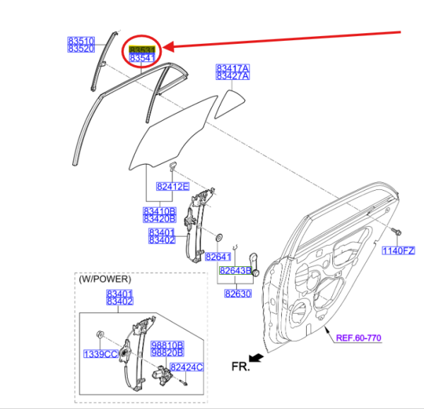 Arka Kapı Cam Klavuzu 83531H8000