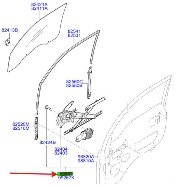 On Kapı Acma Mekanızma Sol 824014E010