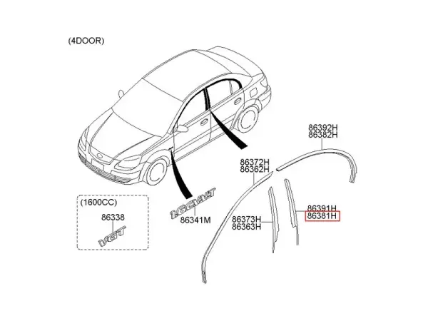 ARKA SAG KAPI DIREK BANDI SIYAH 863811G001